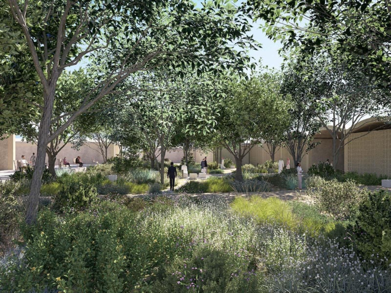 Visitors would enjoy verdant gardens. 