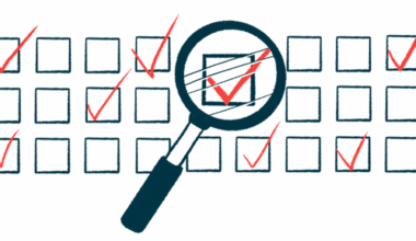 A magnifying glass hovers over a box in a survey showing a checkmark.