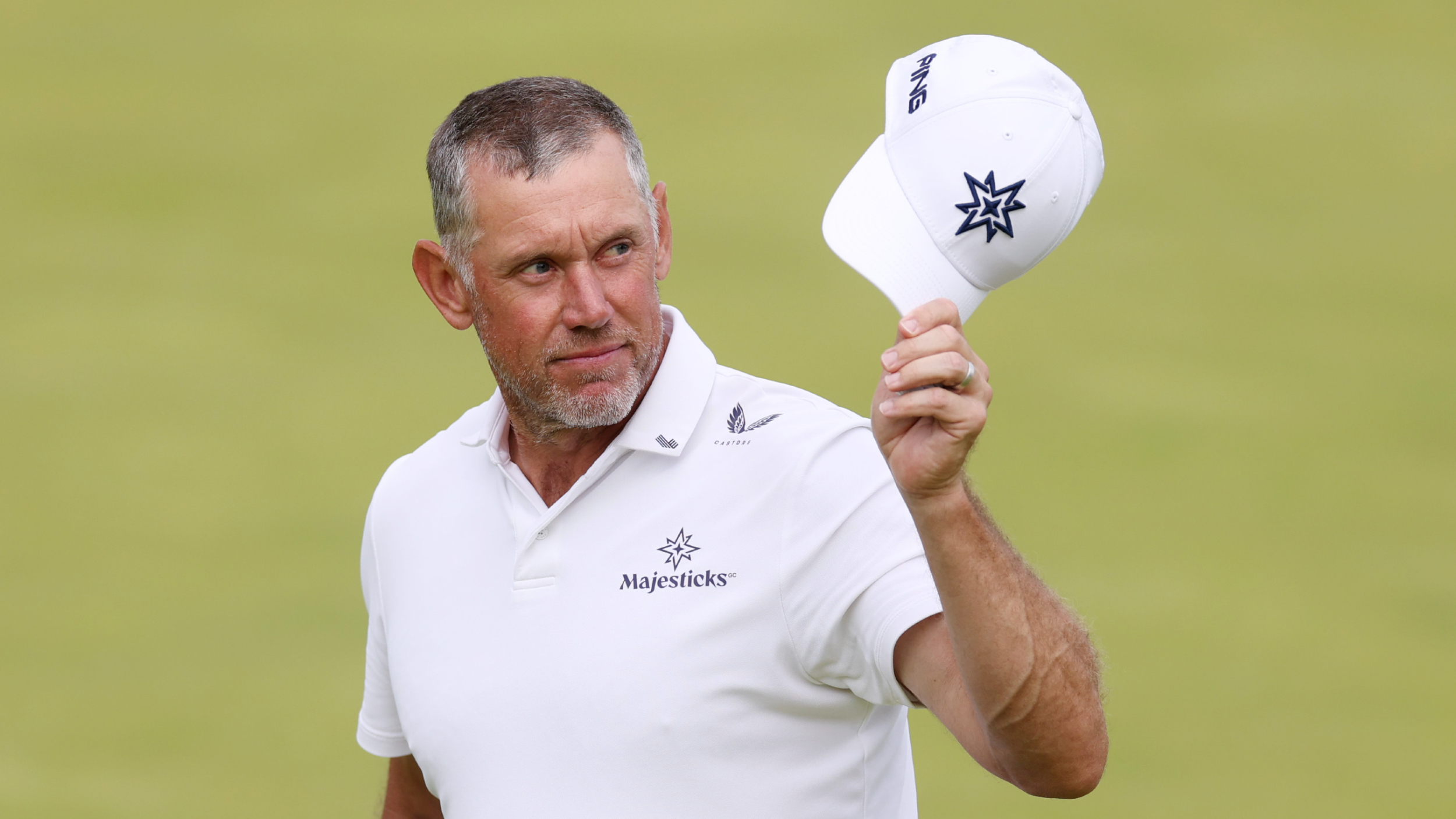 Lee Westwood acknowledges the fans at The Open