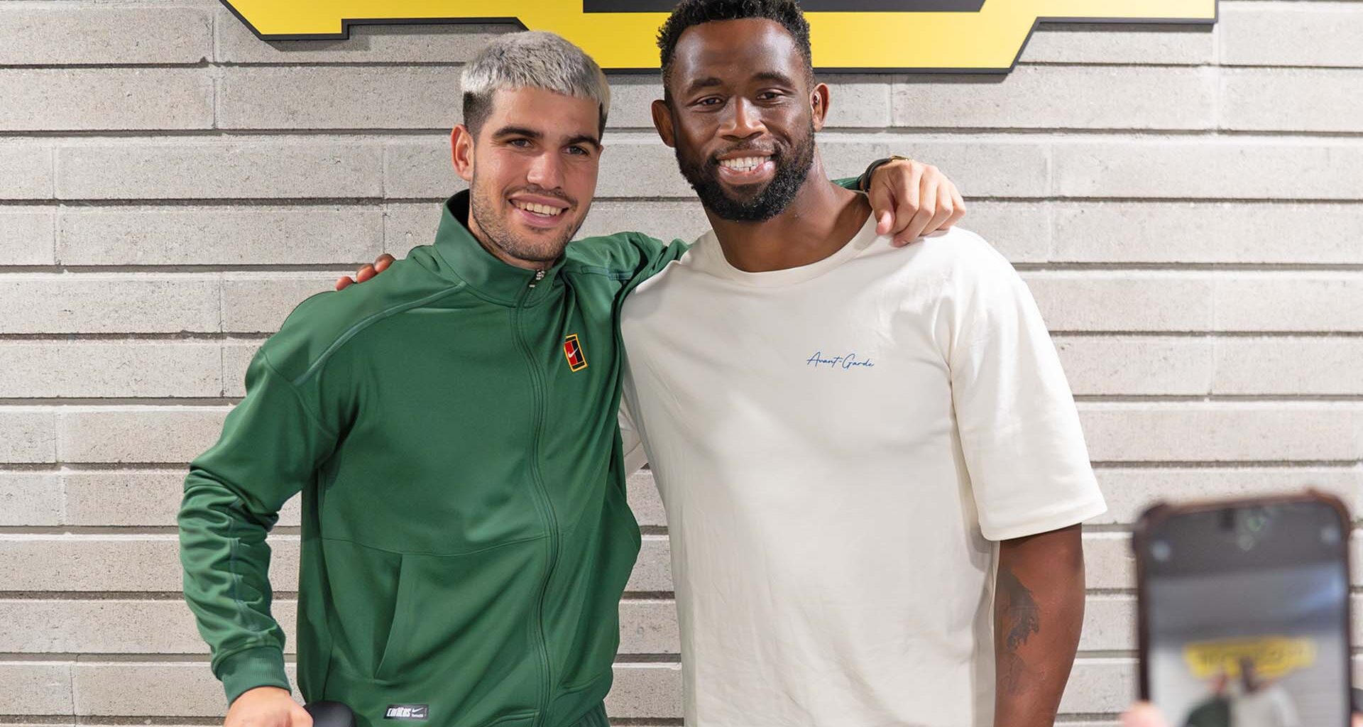 Carlos Alcaraz and South African rugby star Siya Kolisi on Saturday at the Nitto ATP Finals in Turin.