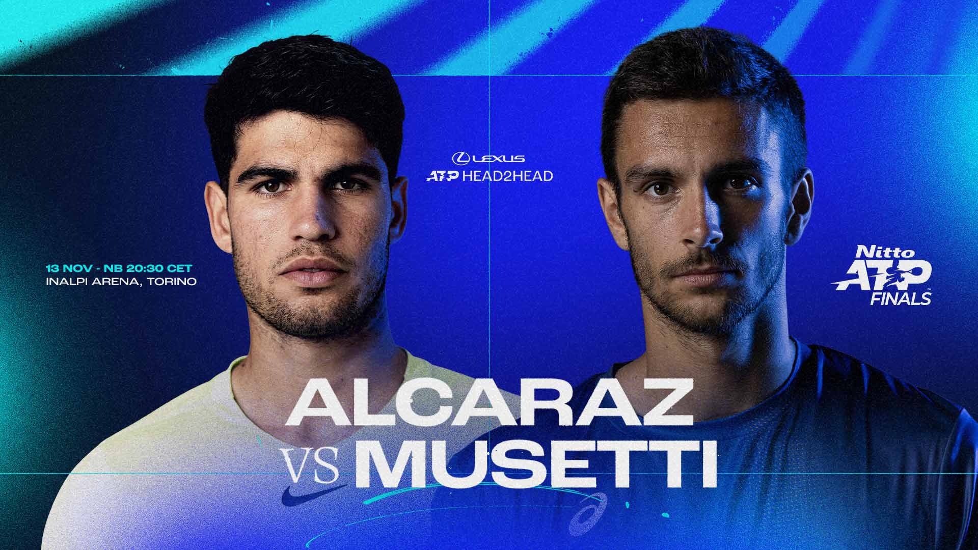 Carlos Alcaraz leads Lorenzo Musetti 6-1 in their Lexus ATP Head2Head series.