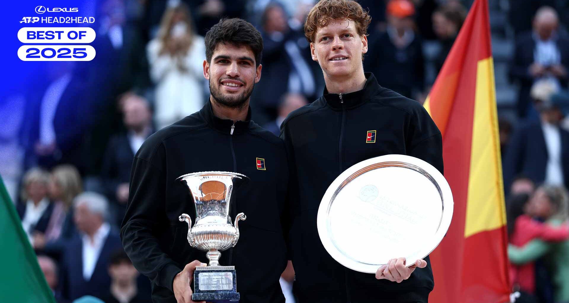 Carlos Alcaraz and Jannik Sinner, pictured above in Rome, met six times in 2025.