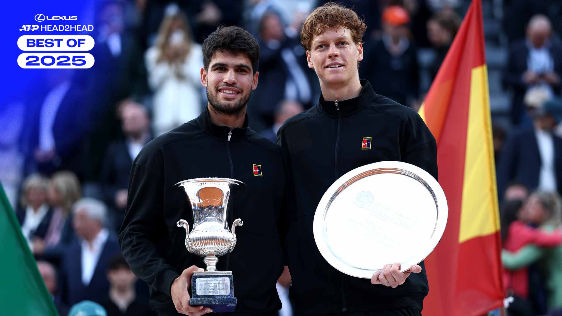 Carlos Alcaraz and Jannik Sinner, pictured above in Rome, met six times in 2025.