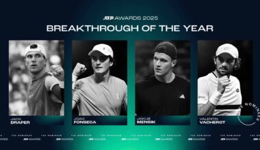 Jack Draper, Joao Fonseca, Jakub Mensik and Valentin Vacherot have been nominated for Breakthrough of the Year in the 2025 ATP Awards.