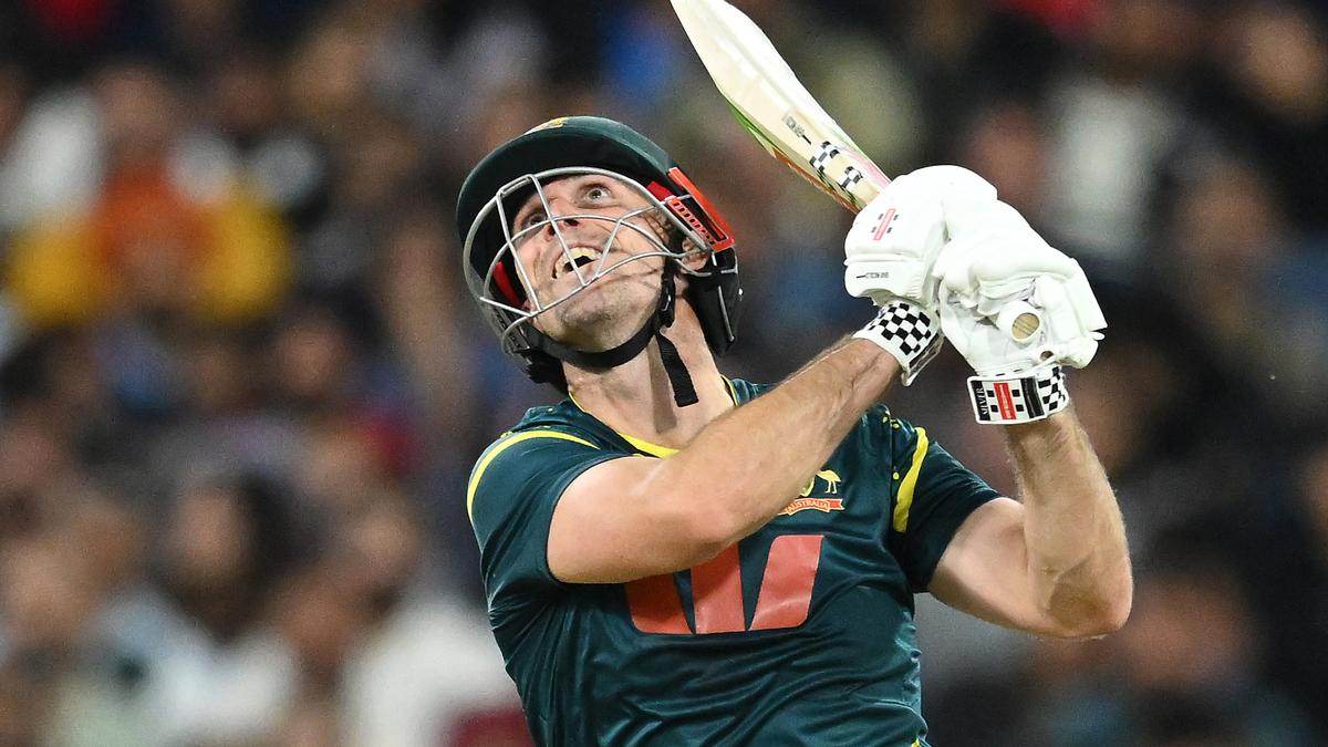 Cricket world in awe over Mitch Marsh’s ‘humungous’ six in Australia’s T20 win over India