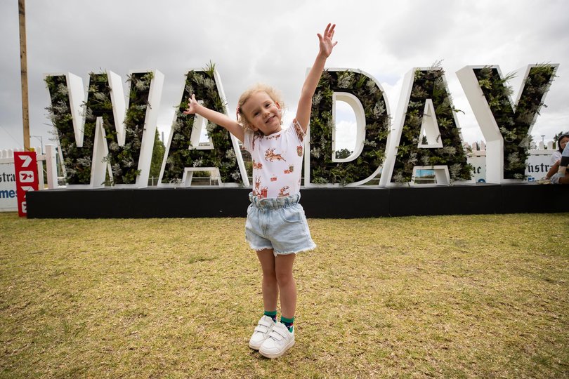 Isabelle Fraser, 4, gets into the spirit of things.