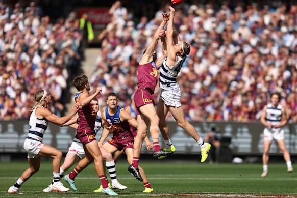 Mark Blicavs helped the Cats to the grand final, but the Lions dominated in the ruck in the decider. 