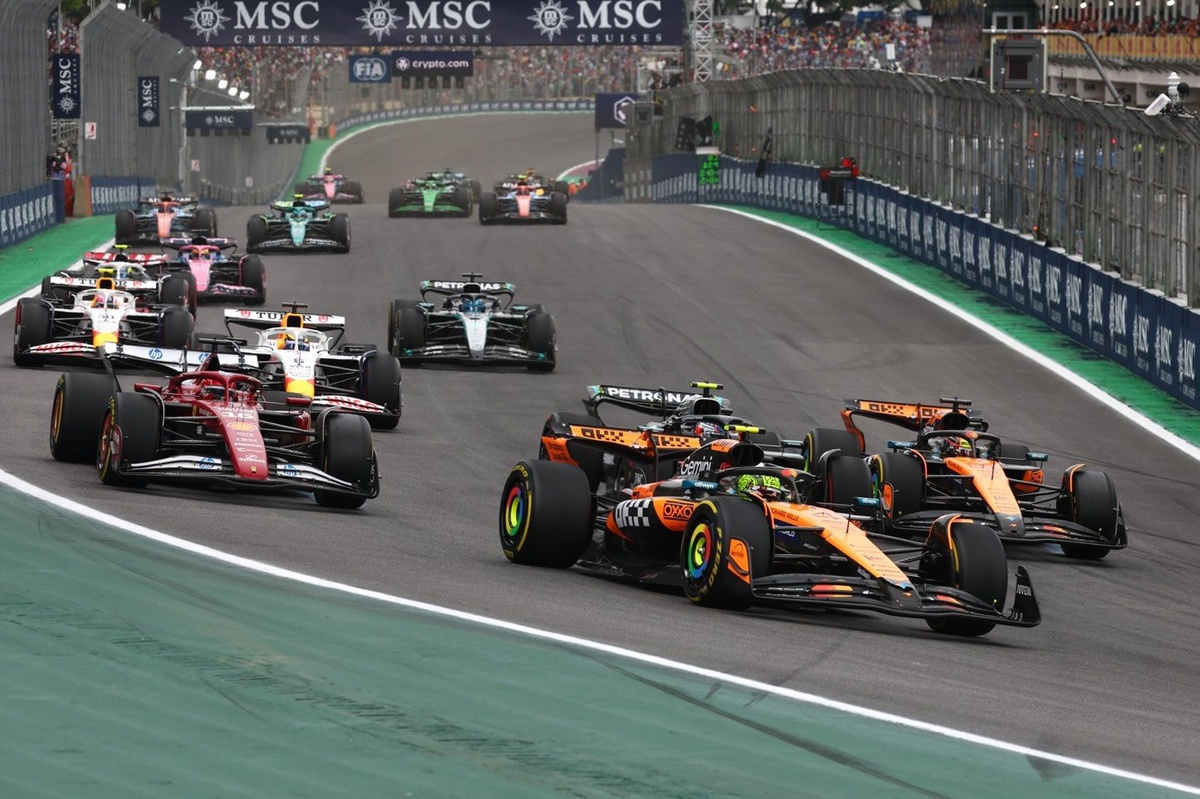 LIVE: F1 Brazil GP commentary and updates – Lando Norris leads penalised Oscar Piastri, Max Verstappen charging | Live text
