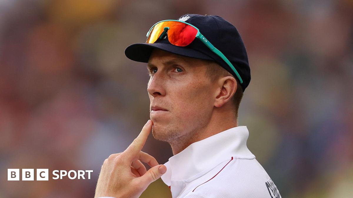 England batter Zak Crawley puts his finger on his chin while fielding