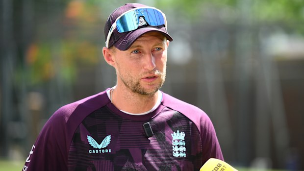 Joe Root speaks to media prior to an England nets session at The Gabba
