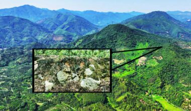 An aerial drone image of the Jinlin crater (Credit: Ming Chen)