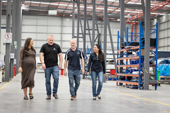From left: James Gilmour, co-founder and head of Launch Site Operations with Liana Gilmour (James’ partner) and Adam Gilmour, co-founder & CEO, and Michelle Gilmour, manager of communications at Gilmour Space Technologies.