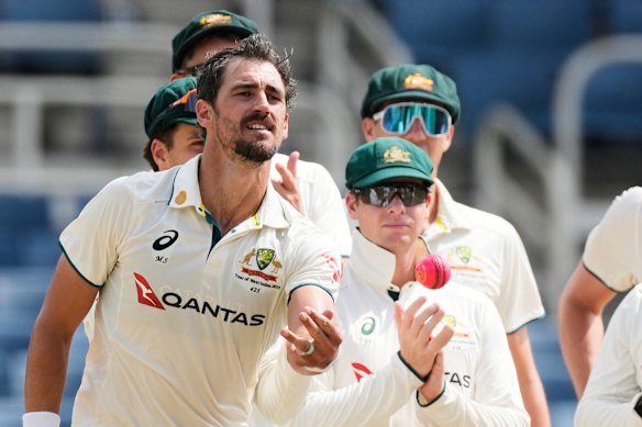 Mitchell Starc enjoys bowling with the pink ball. 