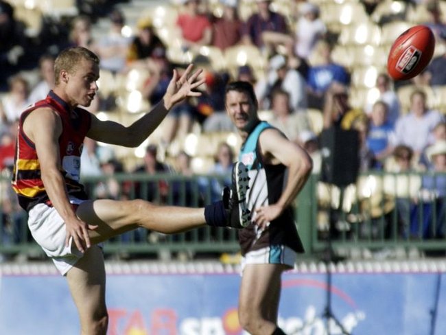 Lleyton Hewitt played for the Crows in a legends charity match in 2002.