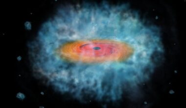 Artist's impression of a black hole see forming a galaxy around it. Credit - NASA/CXC/M. Weiss