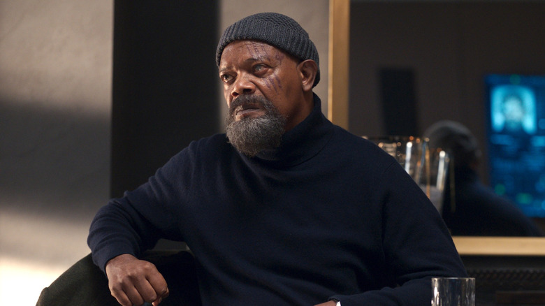 Samuel L. Jackson's Nick Fury looking up in Secret Invasion