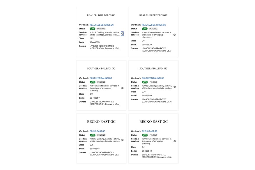 LIV Golf has trademarked three new team names.