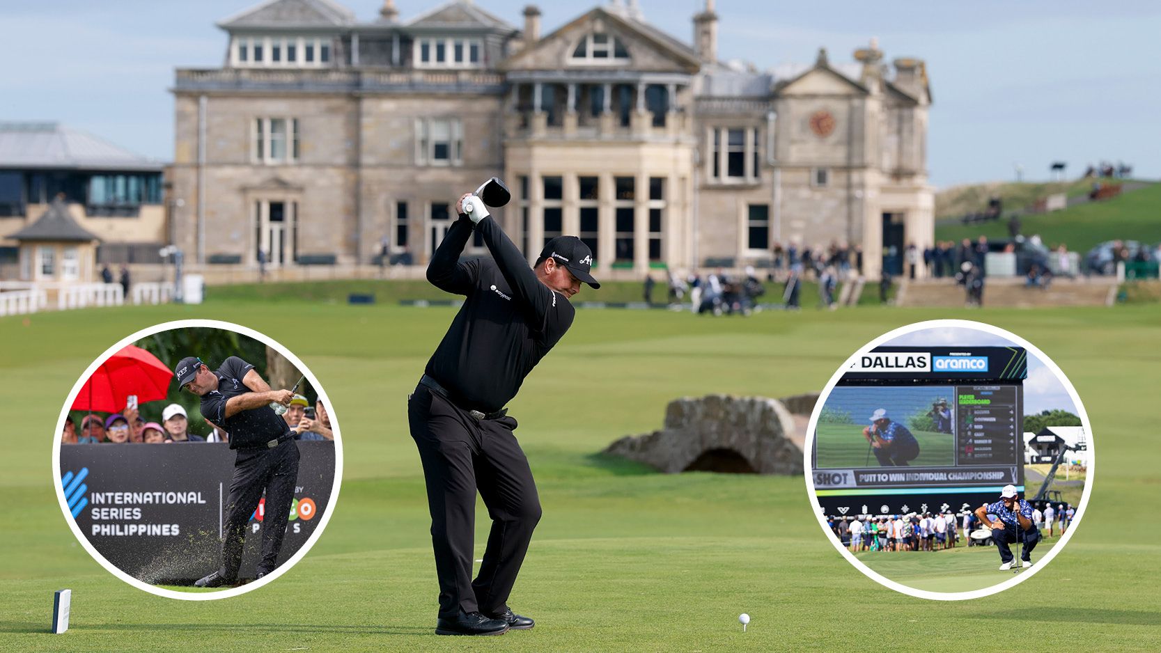 Patrick Reed hits a tee shot at St Andrews