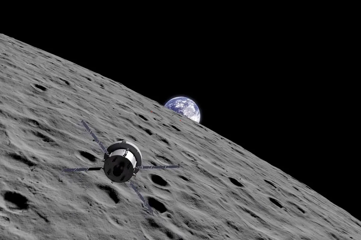 Illustration showing NASA's Artemis II in orbit around the Moon. Credit: NASA