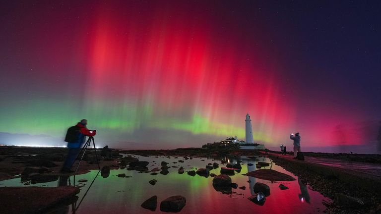 The view over St Mary's Lighthouse in Whitley Bay last night. Pic: PA