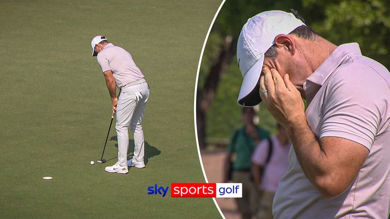 Rory misses close putt in the golf.