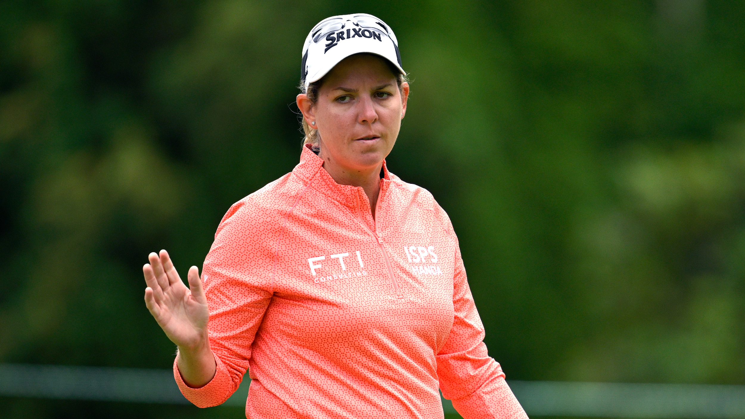 Ashleigh Buhai akcnowledges fans at the Standard Portland Classic