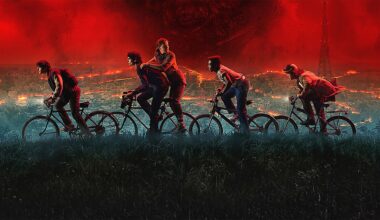 The kids of Hawkins, Indiana riding their bikes in a promo image for Stranger Things season 5