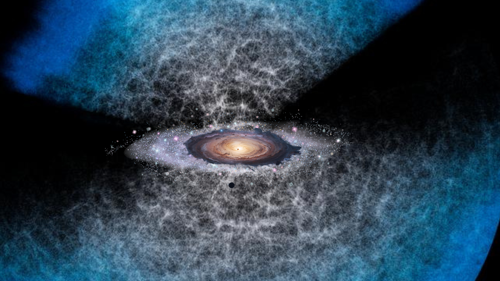 Two "fans" representing DESI observations above and below the plane of the Milky Way