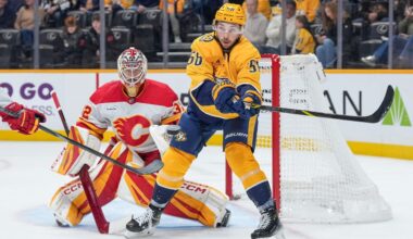 Bunting gets 3 points in 1st, Predators hold off Flames to end skid at 3