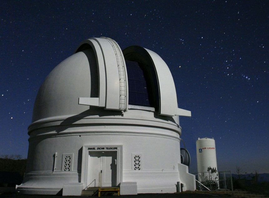 The Samuel Oschin Telescope at California's Palomar Observatory, where the Zwicky Transient Facility resides. Zwicky helped detect the powerful 