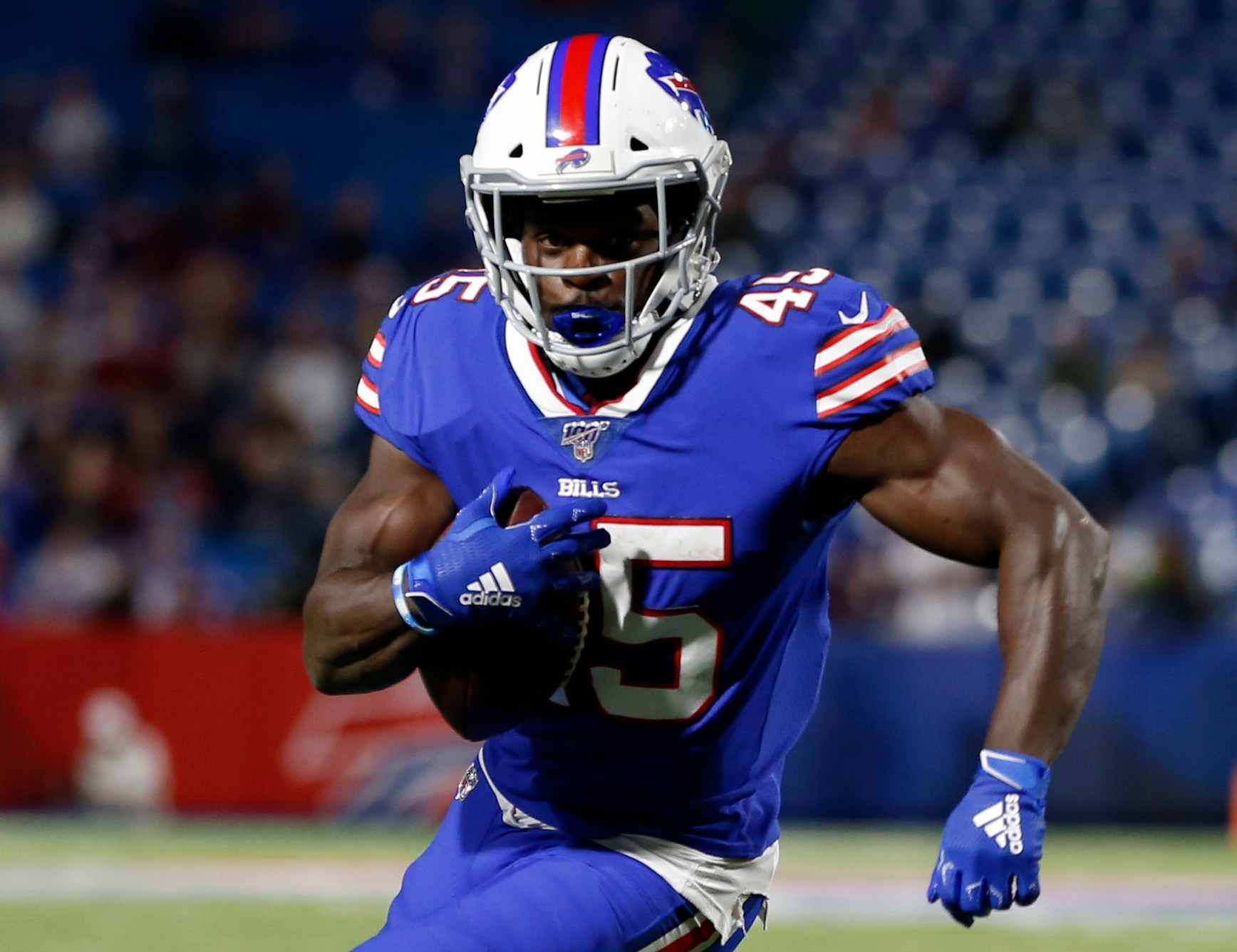 Christian Wade of the Buffalo Bills runs with the ball.
