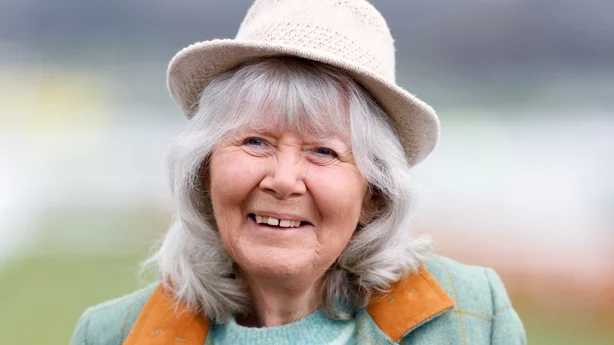 Author Jilly Cooper smiles for a photo, 2025