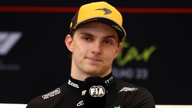 Second-place finisher Oscar Piastri during the drivers' press conference following the Qatar Grand Prix.
