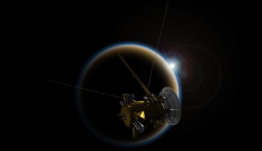 Artist's impression of the Cassini spacecraft at Titan. NASA/JPL-Caltech.