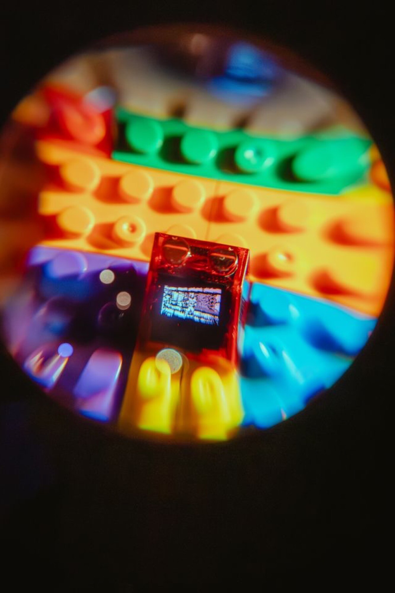 <p>Doom in a LEGO brick powered by Raspberry Pi Pico R2040 and OLED screen. <em>Game Worlds</em>, ACMI, Melbourne Photo: Matto Lucas</p>