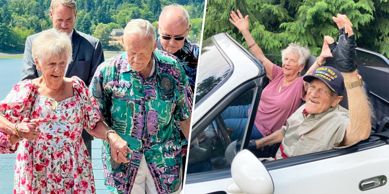 Kathie Harless and John "Jack" Glomstad got married on July 26. He loves to drive and has five cars, including a Mazda Miata convertible. "The top is never up," he says.