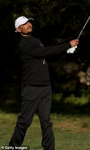 Betts playing golf in the Pebble Beach Pro-Am in 2022