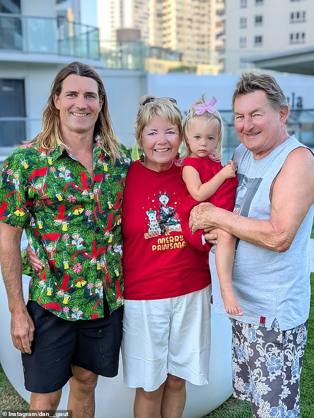 Dan pictured with his parengts and daughter Ana on The Gold Coast