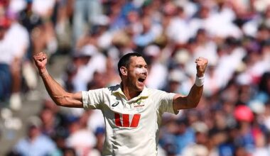 Scott Boland (pictured) admitted that he had never imagined that he would open the batting at the MCG during an Ashes Test