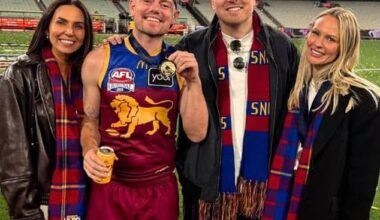 Lachie and his wife Jules Neale pictured with Tess and Ben Crosley in happier times before the alleged affair became public