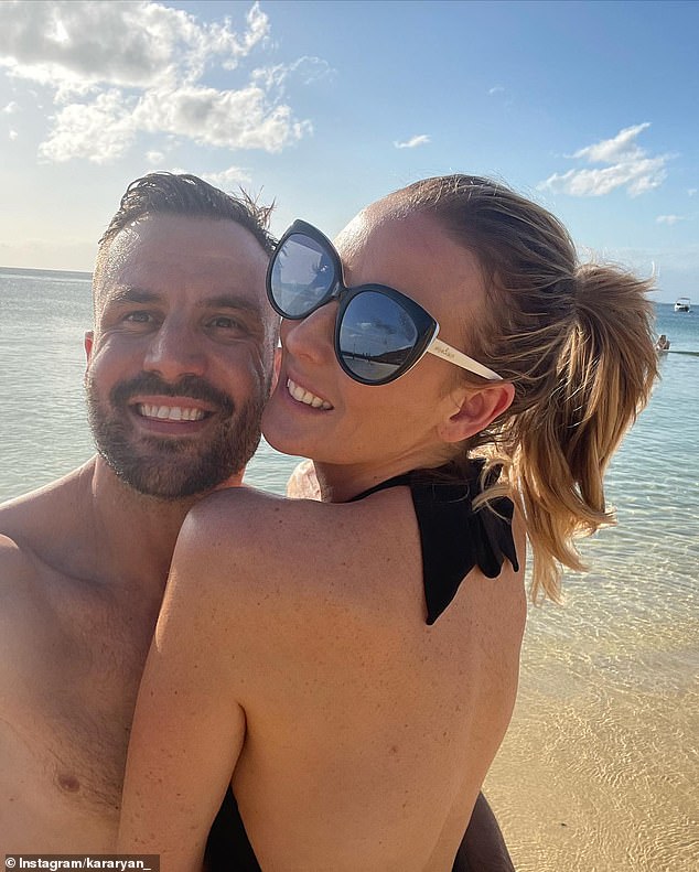 The former NRL turned TV star has been married to wife Cara (both pictured) since 2012