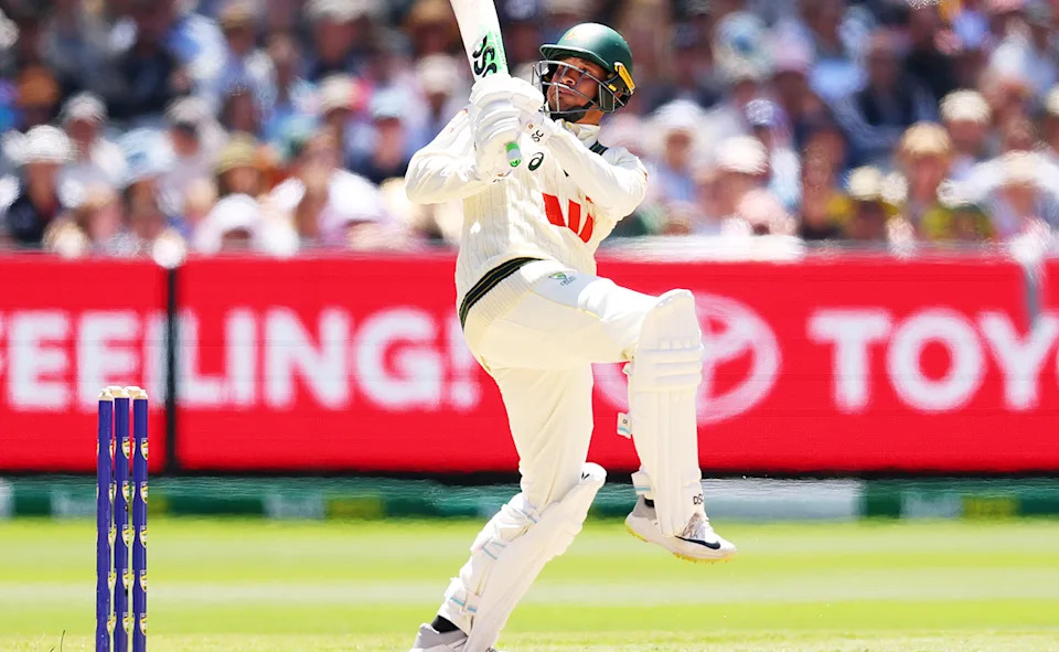 Usman Khawaja during the fourth Ashes Test at the MCG.