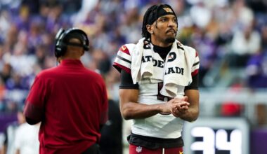 Commanders' Jayden Daniels out vs. Giants with elbow reinjury