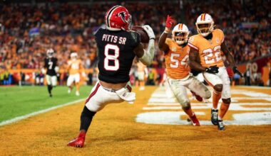 Pitts in Sharpe's company with rare 3-TD night in Falcons' win
