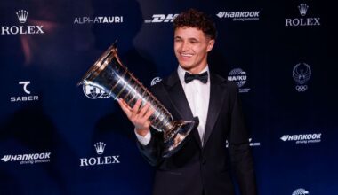 Lando Norris collects F1 championship trophy at FIA Awards