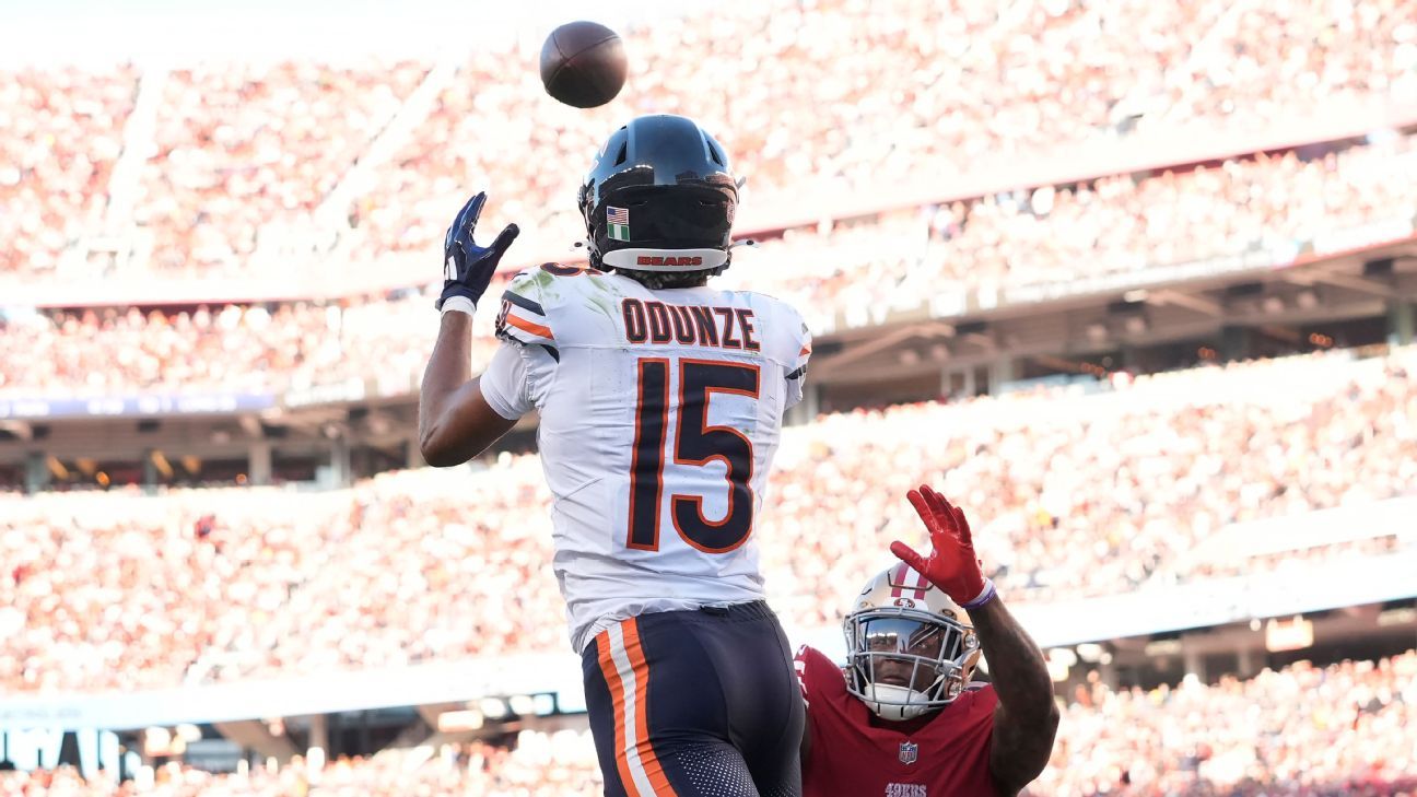 Sources: Bears optimistic WR Odunze will return vs. Browns