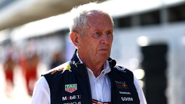 Helmut Marko walks in the paddock before practice at the US Grand Prix.