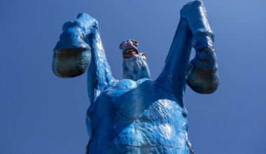 Who keeps Blucifer’s eyes red and blue body shining? 