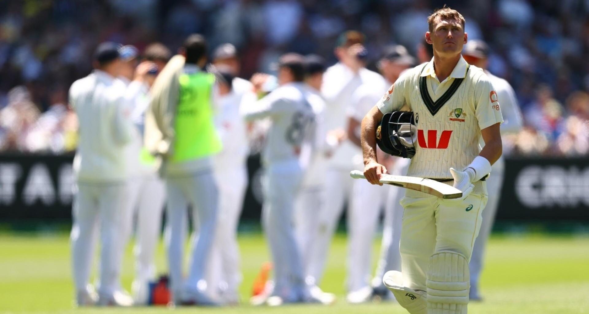 Marnus Labuschagne leaves field after getting out on day two at the MCG