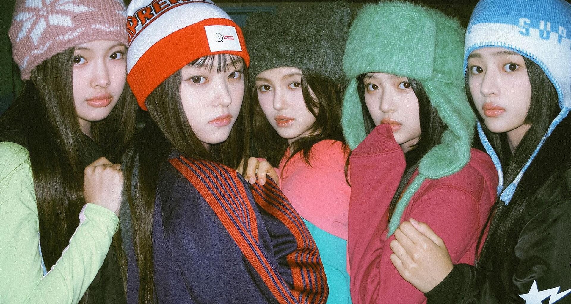 From left are K-pop girl group NewJeans members Hyein, Haerin, Danielle, Hanni and Minji. Courtesy of Ador